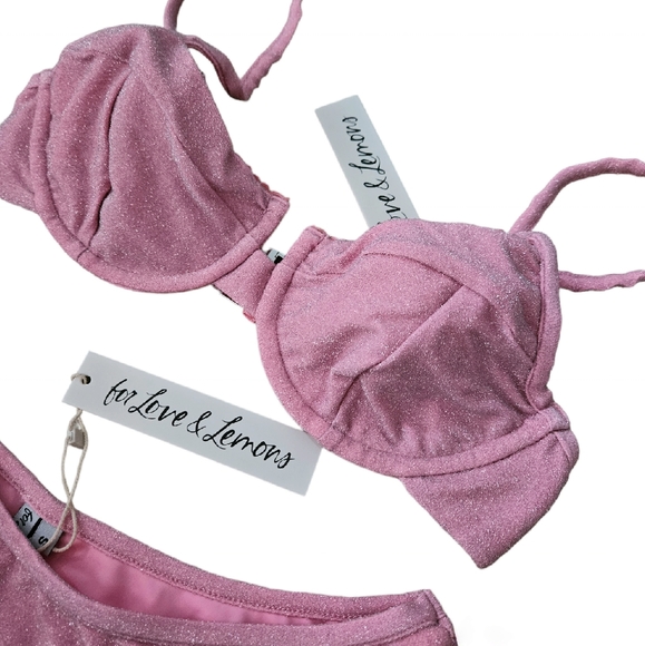 2pc For Love And Lemons Tiana Shine Bikini Top & Bottom - Picture 3 of 6